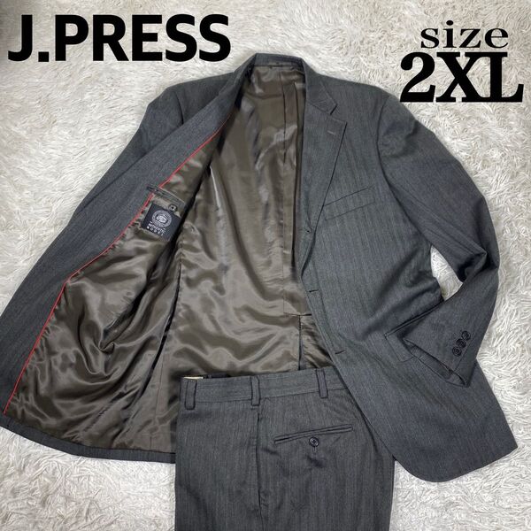 ジェイプレス セットアップスーツ グレー ヘリンボーン サイズAB8(2XL)