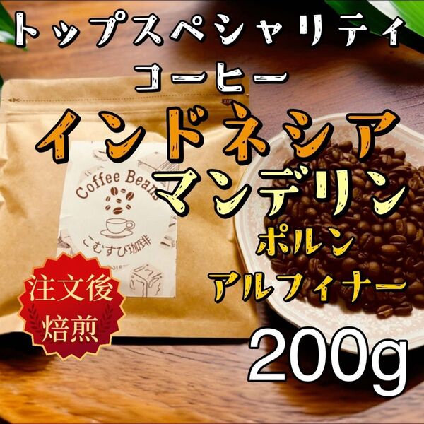 自家焙煎コーヒー豆 インドネシア マンデリン ポルン地区 中深煎り 200g