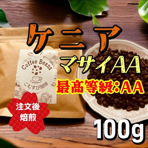 自家焙煎コーヒー豆 ケニア マサイAA 中深煎り 100g
