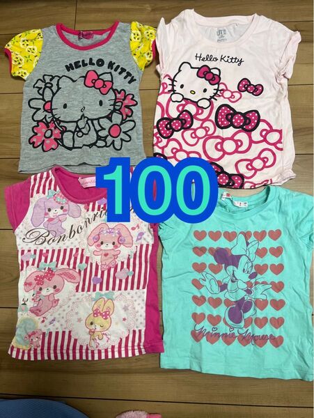 100サイズ 4枚セット 半袖 Tシャツ キティ ボンボンリボン ミニー サンリオ ディズニー UNIQLO ユニクロ 女の子