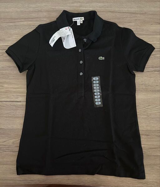 ストレッチ 新品 タグ付 ラコステ ポロシャツ レディース 黒 38 M