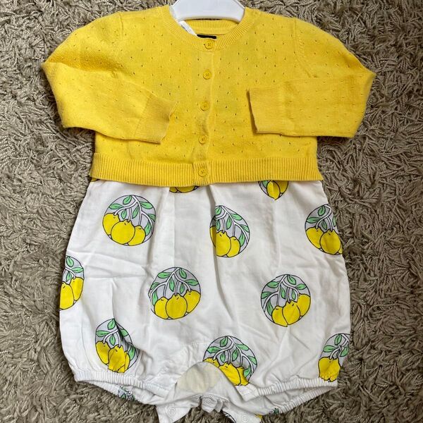 baby Gap ロンパース カーディガン セット レモン 80