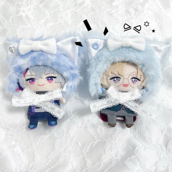 10cm にじぱぺっと おまんじゅう ぬい服 被り物 ねこ