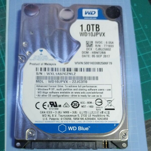 WD10JPVX Western digital Blue1TB 2.5インチ