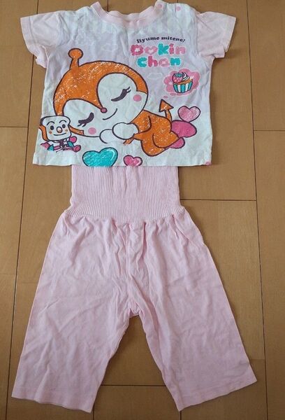 どきんちゃん パジャマ 上下セット 半袖 サイズ90 アンパンマン ナイトウエア ルームウェア 女児向け