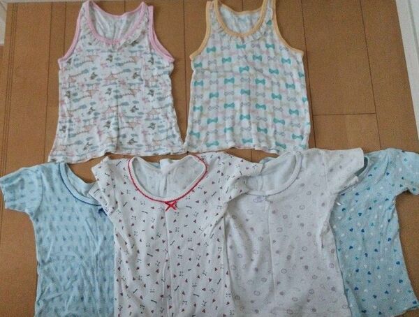 女の子用 半袖 タンクトップ 肌着 まとめ売り6枚 サイズ100