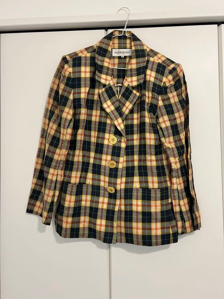 Yves Saint Laurent チェック柄 テーラードジャケット 36 ジャケット イブサンローラン YSL S