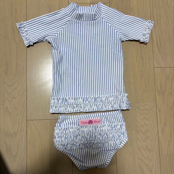 "ラッシュガード"水着ストライプ柄90cm 上下セット セパレート