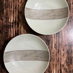 モダン 十草 ラインパスタ皿 22cm 白2枚 和食器 オシャレ 磁器 カフェ風