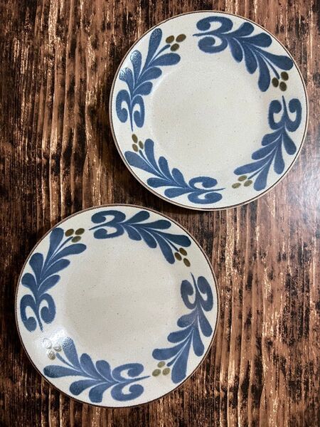 沖縄 やちむん風 草 大皿 2枚 和食器 美濃焼 オシャレ 磁器