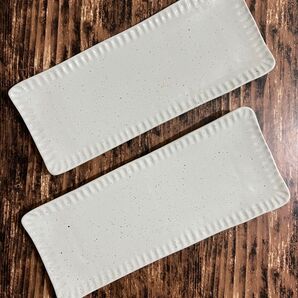 カフェ風 長皿マット白2枚 さんま皿 刺身皿 和洋食器 磁器 美濃焼 オシャレ