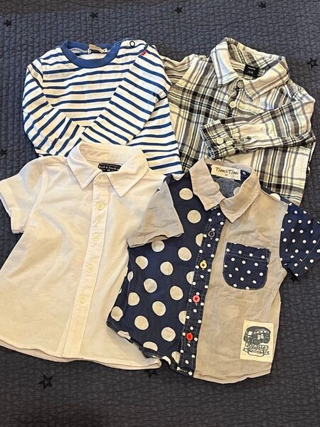 男の子 80 トップス 4着セット まとめ売り gap timtim ミキハウス 水玉 ボーダー チェック柄 ポロシャツ ベビー服