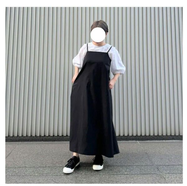【新品】無印良品 乾きやすいブロード キャミソールワンピース 黒 M