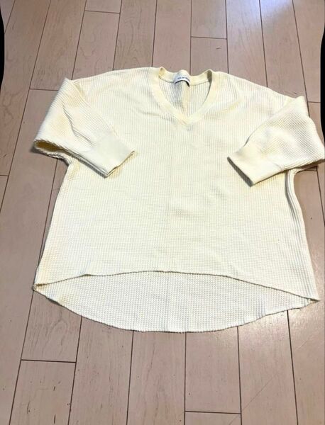 AZUL by moussy サーマルニット Vネック オフホワイト