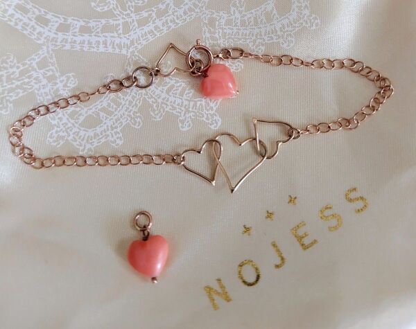 ノジェス NOJESS K10ブレスレット、珊瑚コーラルピアスチャーム セット バラ売り可