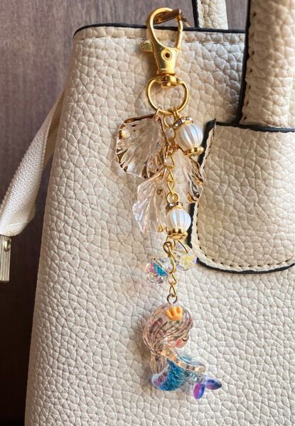 マーメイド 人魚 海 夏 貝殻 シェル ゴールド アクセサリー ハンドメイド バッグチャーム キーホルダーチャーム