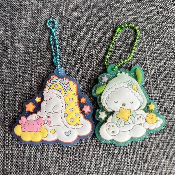 新品 サンリオキャラクターズ ぷっくりラバマスグミ6 ポチャッコ ラバーキーホルダー まるもふびより
