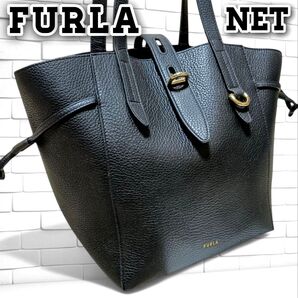 【未使用級極美品】FURLA フルラ トートバッグ ネット NET バッグ ブラック