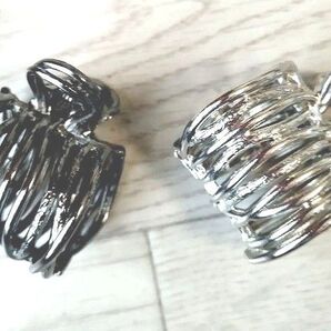 バンスクリップ ヘアクリップ シルバー メタリック 2個セット #ポニーテールに!