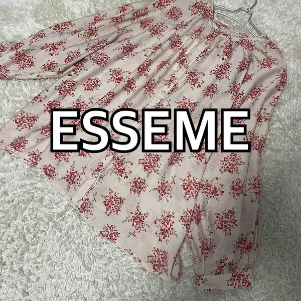 タグ付未使用品★ESSEME2wayブラウス 小花柄 ベージュ LLサイズ