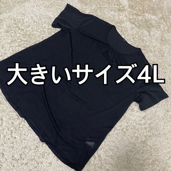大きいサイズ4L トップス カットソー ブラック