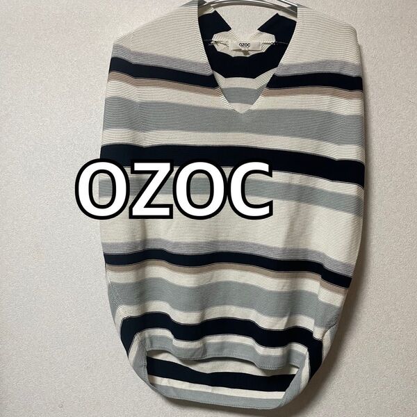 OZOC ボーダー柄トップスマルチカラー【訳あり】