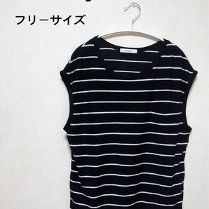 MOUSSY ボーダー柄ノースリーブトップスフリーサイズ