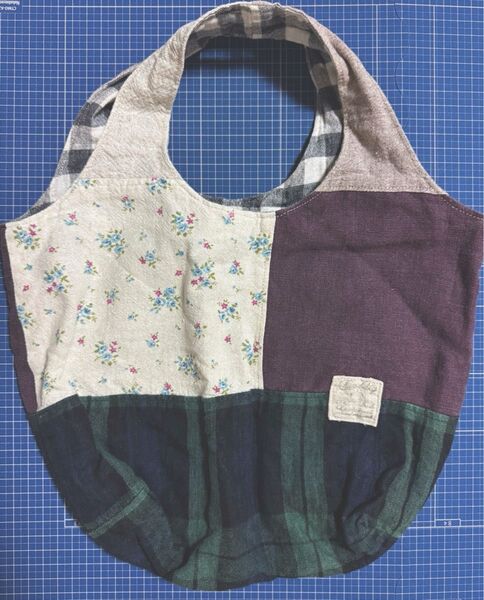 パッチワーク トートバッグ ハンドメイド チェック 花柄