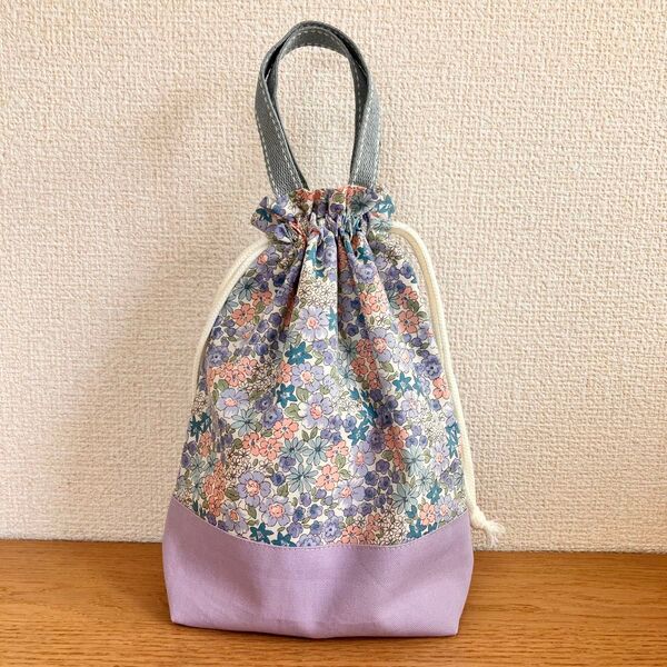 *ハンドメイド*給食袋 持ち手あり 入園入学準備 コップ袋 巾着袋 花柄