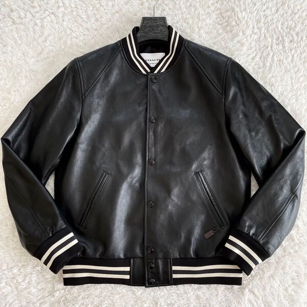 COACH LEATHER Varsity JACKET IN BLACK L Size