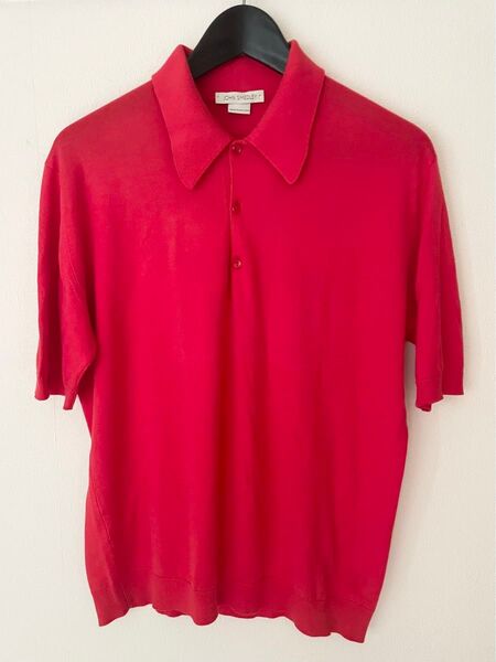 JOHN SMEDLEY ジョンスメドレー ポロシャツ シーアイランドコットン S 赤 ポロ ニット 英国製