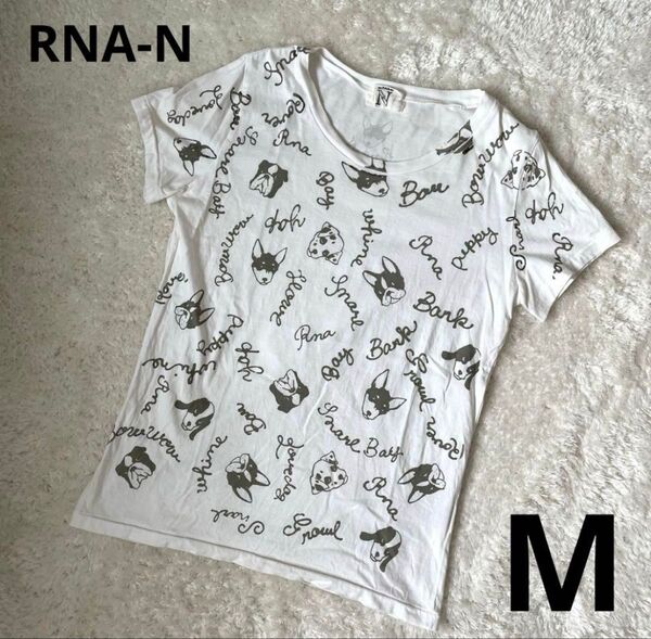 RNA-N 半袖Tシャツ 白ホワイト M 犬ドッグ柄