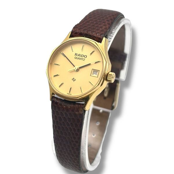 RADO ラドー レディース 腕時計 クオーツ QZ レザーベルト 3針 デイト シャンパン文字盤 111.5145.2