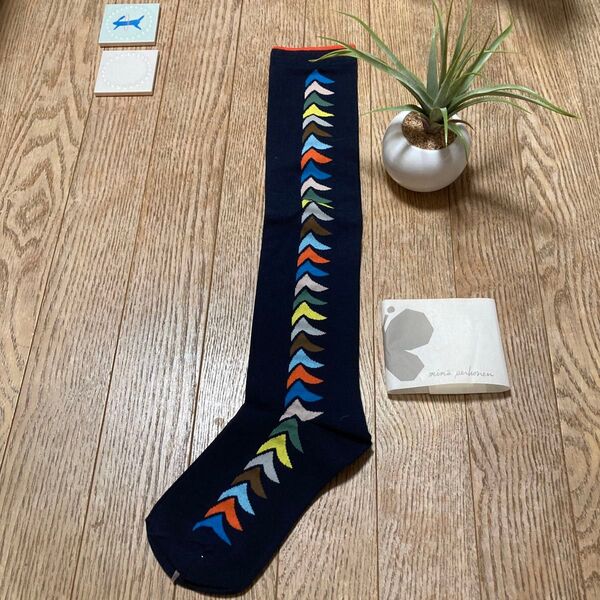 mina perhonen 新品 未使用 bird ソックス ネイビー 未使用 ハイソックス ニイハイソックス