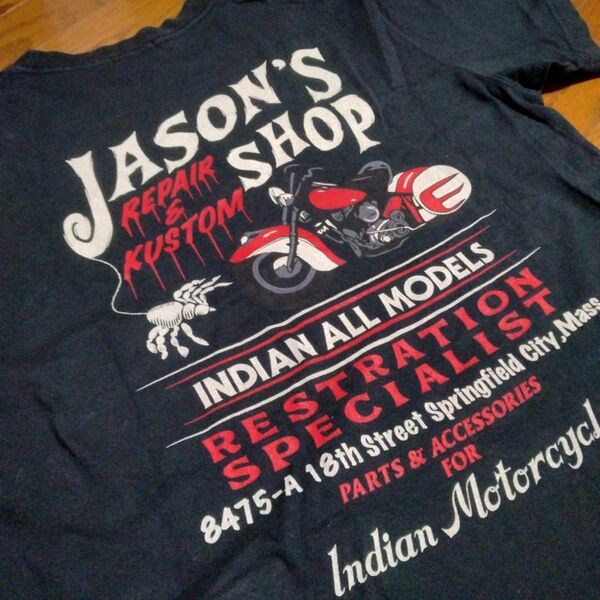 インディアンモーターサイクル Tシャツ カナダ製 アメカジ バイク Lサイズ程度 黒 ブラック ビンテージ