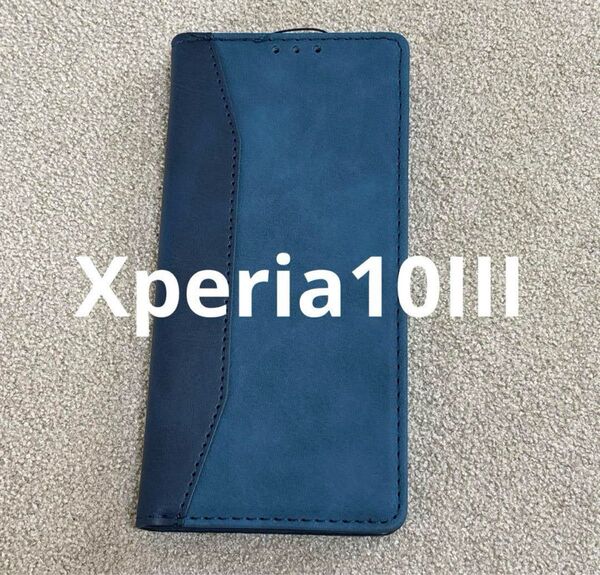 XPeria10 III 手帳型ケース ストラップ付き ネイビー