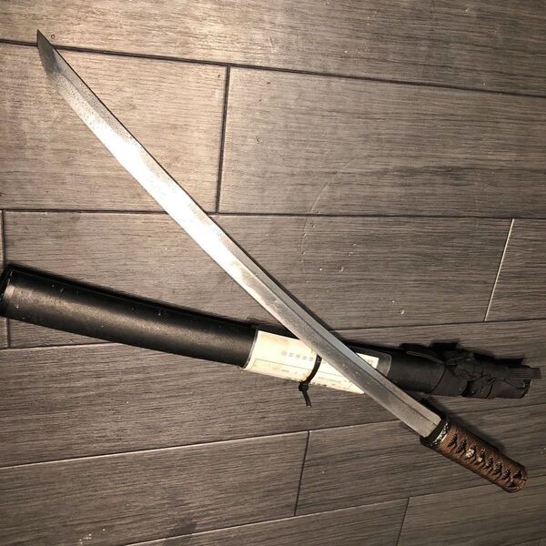 【豊後住藤原行光】在銘 刃渡49.5cm 日本刀 脇差 登録証有り 白鞘 刀剣