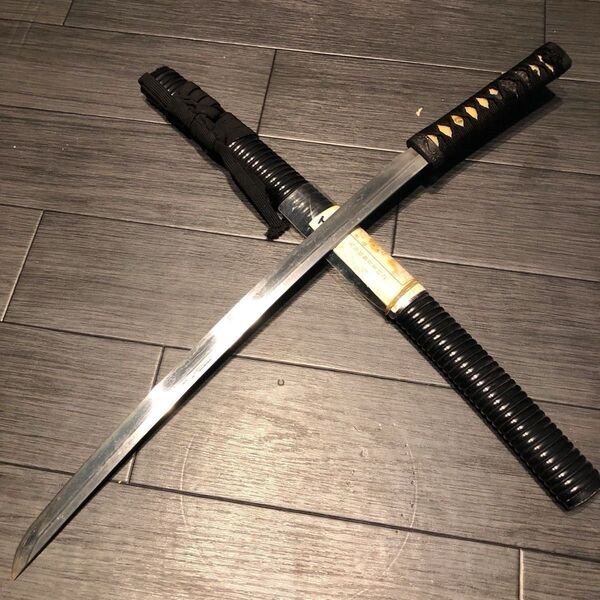 刃渡45.7cm 無銘 日本刀 白鞘 登録証あり 脇差 刀剣