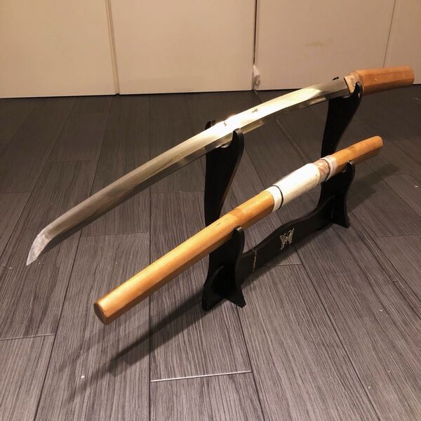 刃長54.4cm 日本刀 無銘 綺麗な地肌 直刃 白鞘 長脇差 鍛肌 古刀