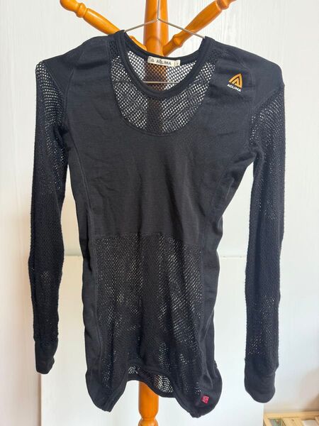 Aclima WOOLNET CREW NECK WOMAN jet black Sサイズ 中古品