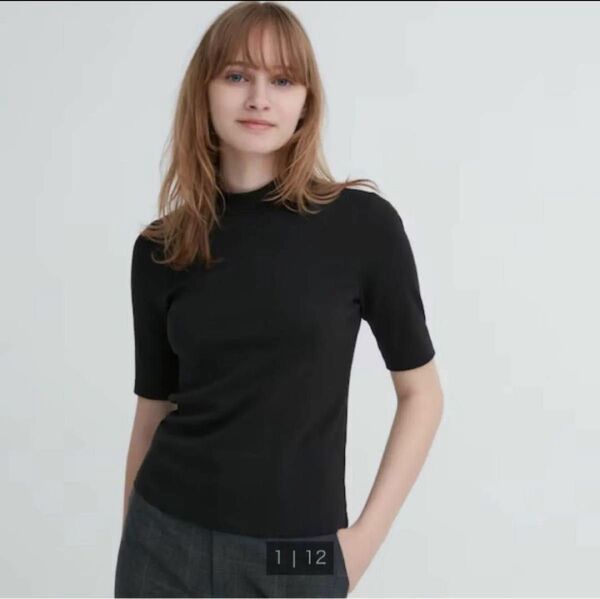 トップス ハイネック Tシャツ 黒 ユニクロ UNIQLO Sサイズ