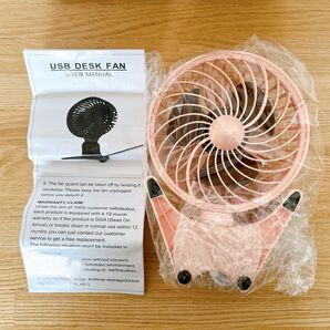 卓上扇風機 USB 超強風 USB給電式 長時間連続使用 熱中症対策 ピンク