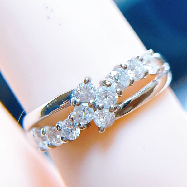【1514】 Pt900 天然ダイヤモンド 0.5ct 透かし 大きめ11号