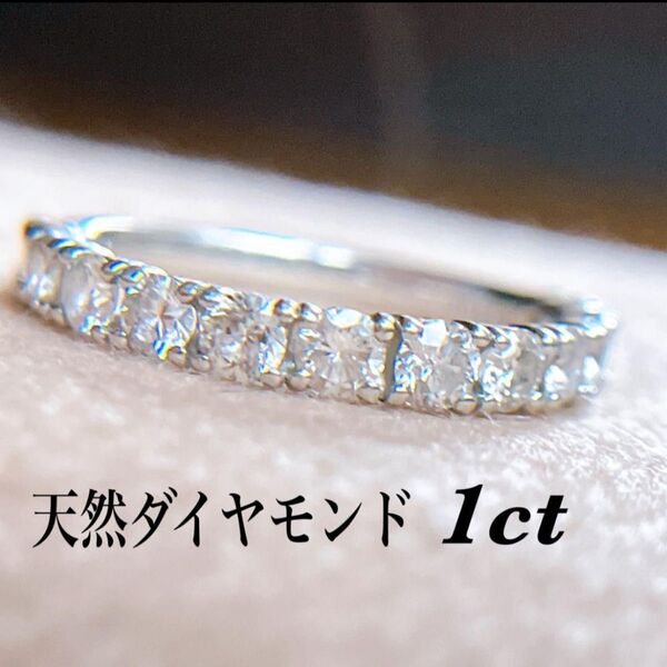 【767】 Pt900 天然ダイヤモンド 1ct ハーフエタニティリング 12号