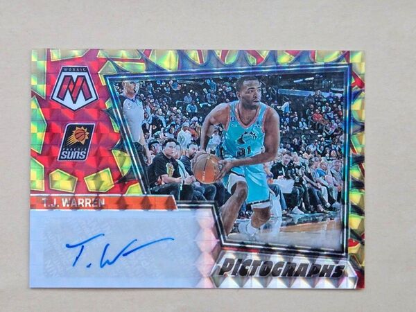 2022-23 T.J. Warren Mosaic auto PRIZM panini サインカード