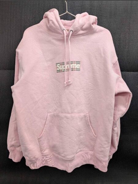 Supreme / Burberry Box Logo Hooded Sweatshirt "Pink"
