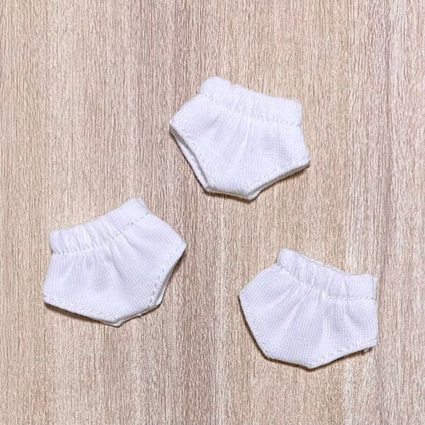 オビツ11 下着 パンツ 3枚セット 白 ねんどろいど どーる ピコニーモP セリア ドール 7cm 1/12 人形服 チェルシー