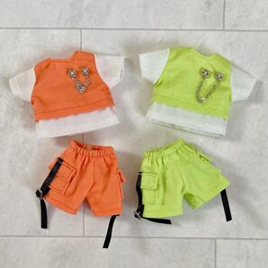2色 オビツ11 ねんどろいど どーる 上下セット Tシャツ カーゴパンツ 服 ピコニーモP バービーチェルシー 1/12 ドール