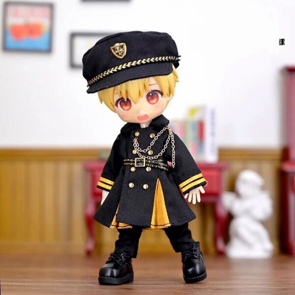 オビツ11 軍服 セット A 黒 ねんどろいど どーる ジャケット パンツ 帽子 1/12 ドール 人形 服 ピコニーモP 制服