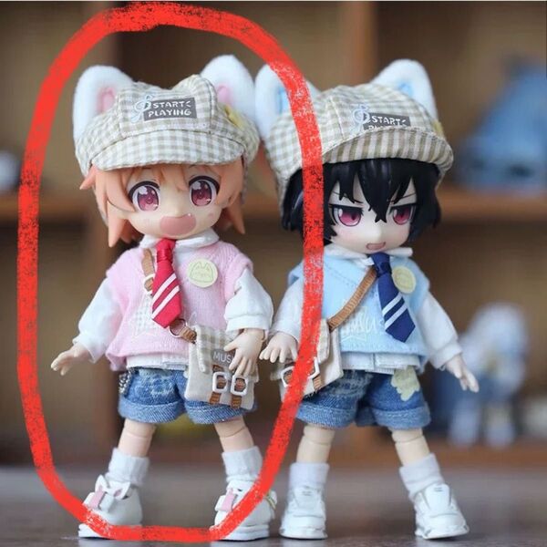猫耳帽子 5点セット ピンク オビツ11 ねんどろいど どーる シャツ パンツ 制服 ピコニーモP 1/12 ドール 人形 服